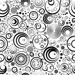 Black and white seamless pattern with circle