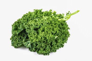 Kale leaf salad vegetable isolated on white background. Creative layout made of kale closeup.