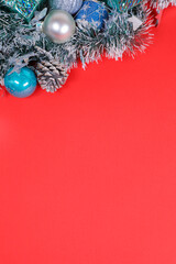 decorations for the new year on a red background
