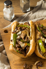 Homemade Philly Cheesesteak Sandwich