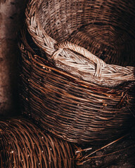 A close-up of handmade baskets..