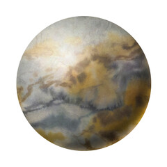 abstract planet of brown color. ball on a white background. art object for design. planet isolated on white background.