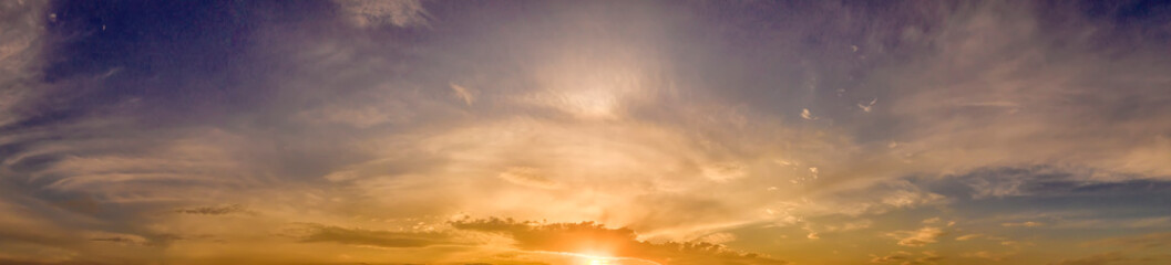 Panoramic view of the cloudy sky at sunset