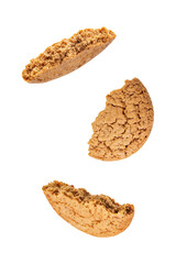 Fresh sweet healthy oatmeal cookies on a white isolated background