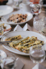 Plate of spinach frittata at brunch event