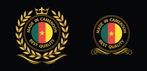 made in Cameroon vector stamp. badge with Cameroon flag