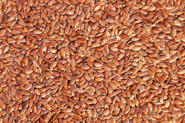 flax seeds close up, texture for brown food background