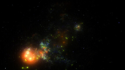 Fototapeta na wymiar 3D illustration of abstract fractal looks like beautiful galaxies.