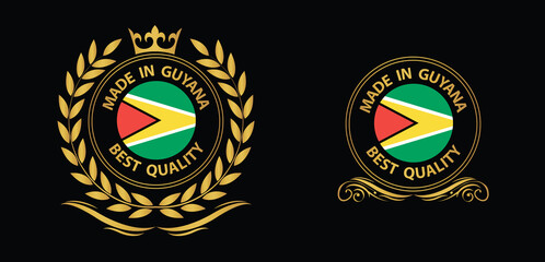 made in Guyana  vector stamp. badge with Guyana  flag