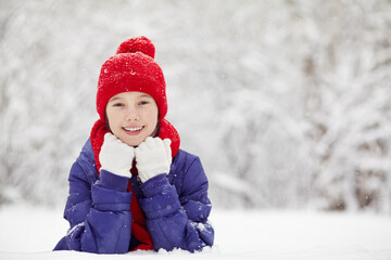 portrait of a teen girl for a walk in the winter