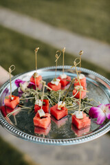 Watermelon and Feta appetizer at wedding