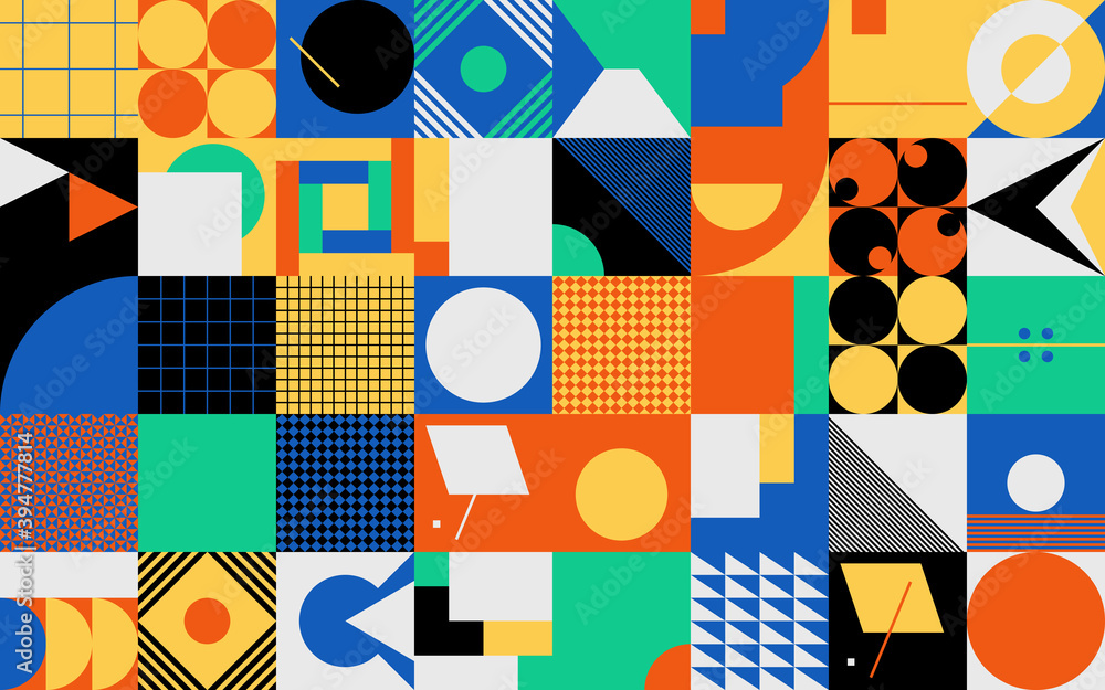 Poster generative design artwork of abstract vector generated shapes composition
