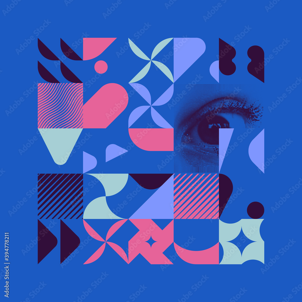 Fototapete generative design artwork of abstract vector generated shapes composition