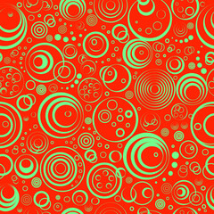 Red Seamless pattern with green circles