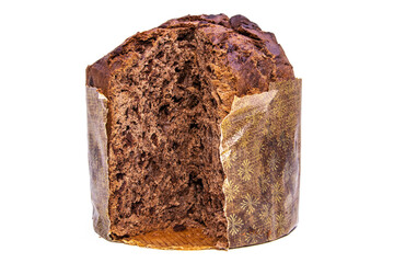 christmas chocolate panettone isolated on white