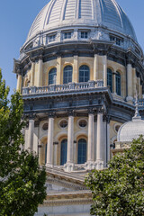  Springfield IL State Capital Building with beautiful, soft light and light blue sky.