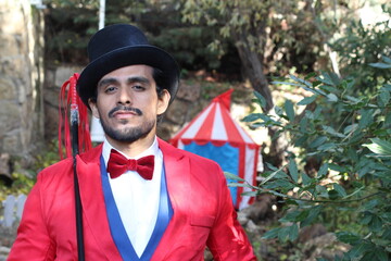 Charismatic ethnic ringmaster in the circus 