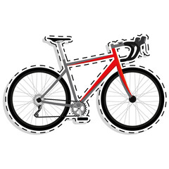 Route bike in white background icon sticker- Vector