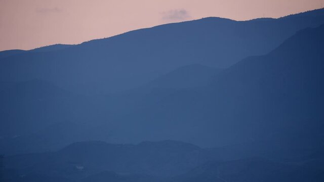 Tabernas desert mountain landscape at morning, Almeria province, Spain.