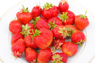 Close up, top view. background from freshly harvested strawberries, directly above. group of fresh strawberries closeup
