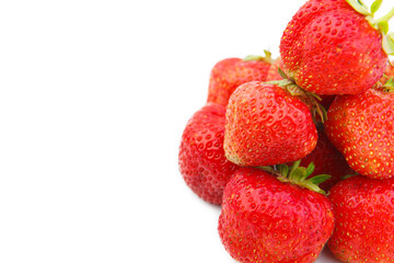 Close up, top view. background from freshly harvested strawberries, directly above. group of fresh strawberries closeup