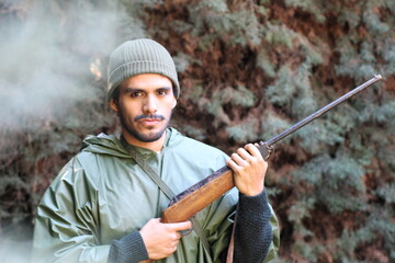 Ethnic hunter in the forest
