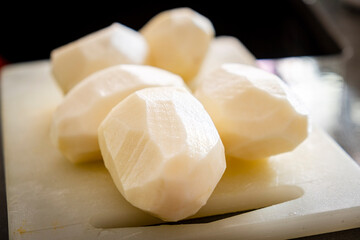 peeled potatoes