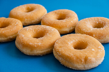 doughnuts on blue background
