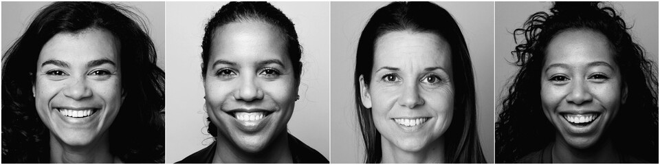 Obraz premium Black and white portraits of different women