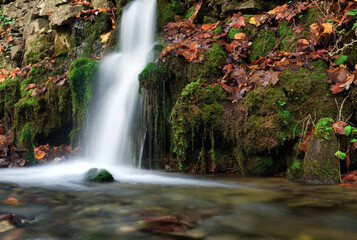 Fototapeta na wymiar A small waterfall at autumn in jena germany europe