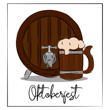 Beer barrel festival german oktoberfest picture icon- Vector