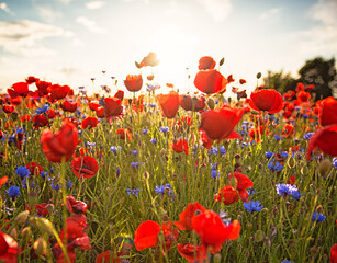 Wonderful poppy field in spring