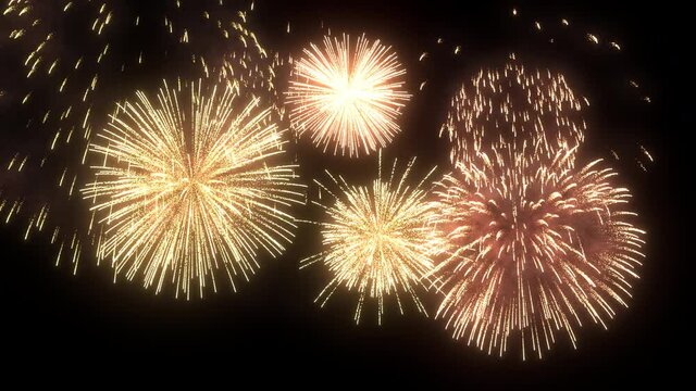 Fireworks Explosion. Animation of a golden fireworks on black background.
