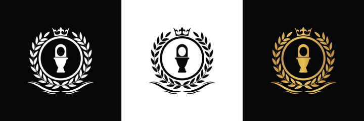 toilet bowl logo template luxury royal vector	
