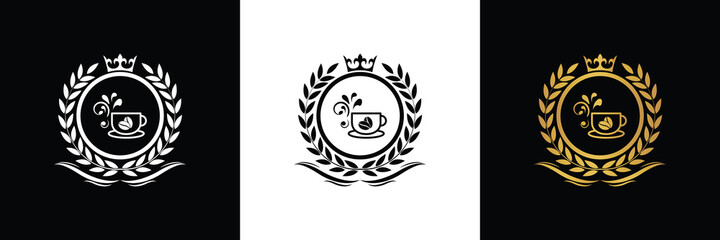 coffee logo template caffeine luxury royal vector company decorative emblem with crown