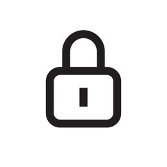 Lock - black icon line art design. Guard protection concept sign. Padlock web icon. Access Account symbol. Vector illustration. 
