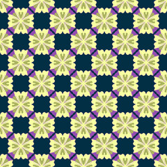 Seamless abstract pattern with flowers geometry on dark background