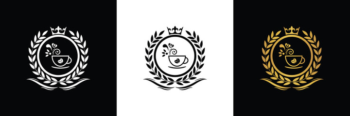coffee logo template caffeine luxury royal vector company decorative emblem with crown	
