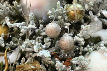 Christmas layers. Christmas decorations on the Christmas tree. selective focus.