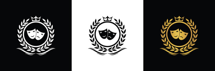 theatre logo template luxury royal vector theatre company decorative emblem with crown	
