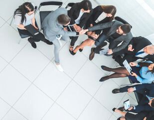 Fototapeta na wymiar top view. image of a business team discussing business documents