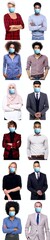 Beautiful different people wearing a mouth mask