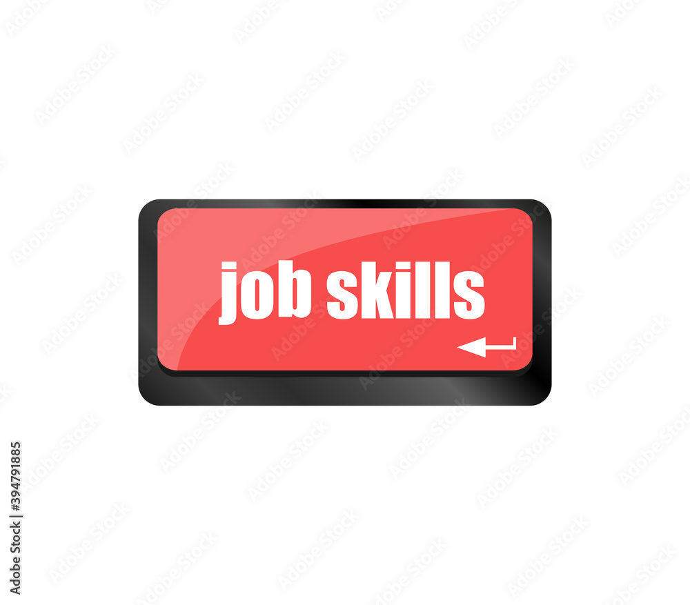 Aufkleber computer keyboard with job skills key. business concept