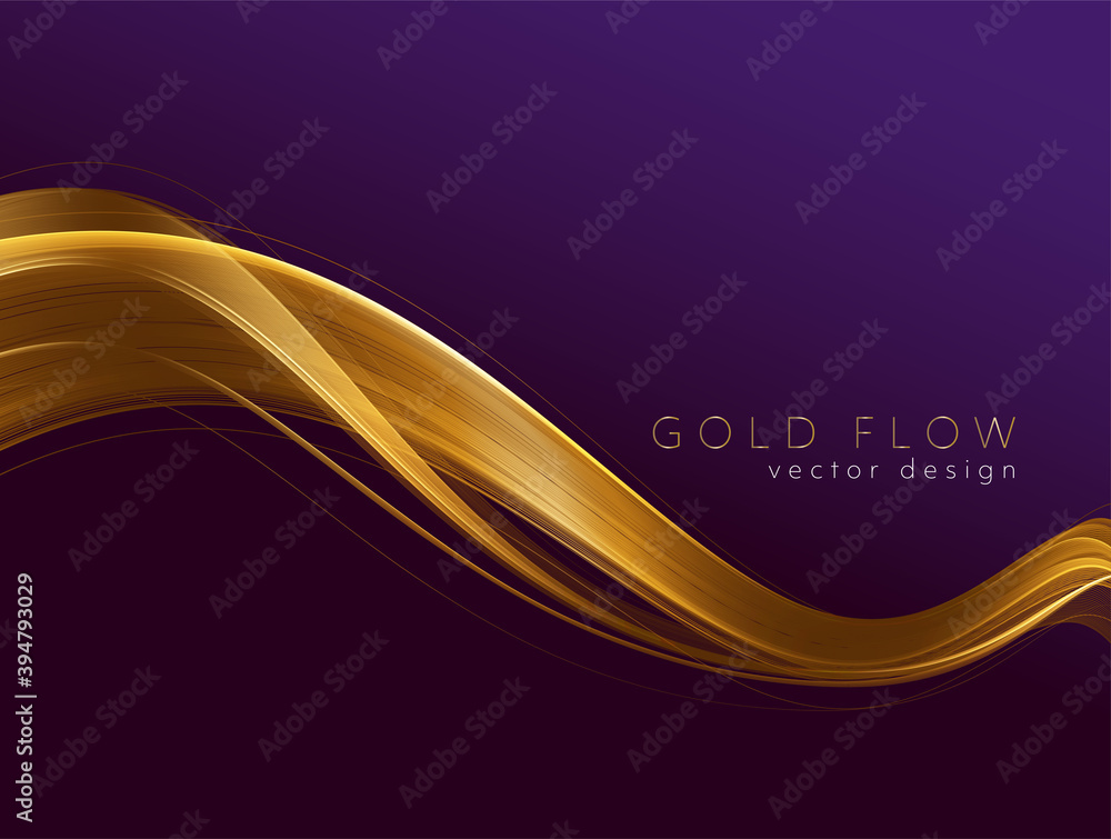 Poster Abstract shiny color gold wave design element