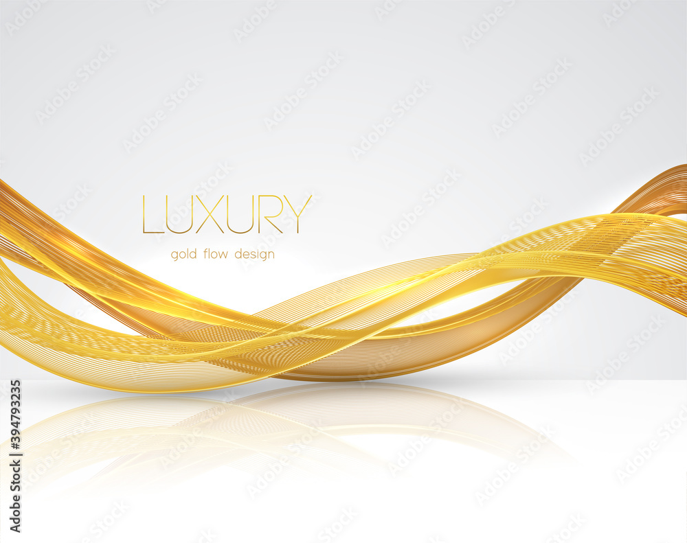 Poster Abstract shiny color gold wave design element