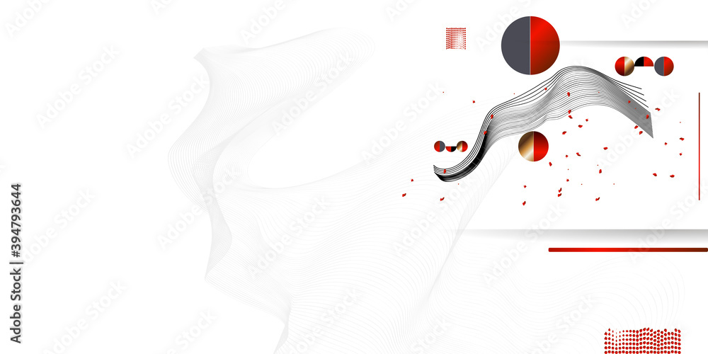 Wall mural abstract background of lines and figures in the japanese style red black white minimalism. white bac