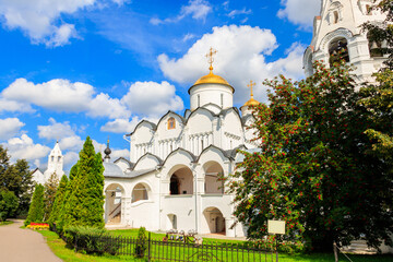Intercession cathedral of Intercession (Pokrovsky) convent in Suzdal, Russia. Golden ring of Russia