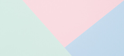 Abstract colored paper texture background. Minimal geometric shapes and lines in light blue, pastel pink, green colors