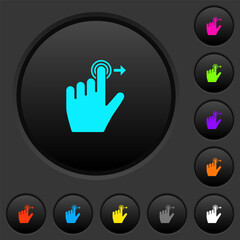 Obraz premium Left handed slide right gesture dark push buttons with color icons