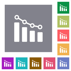 Bar graph with circles and lines square flat icons
